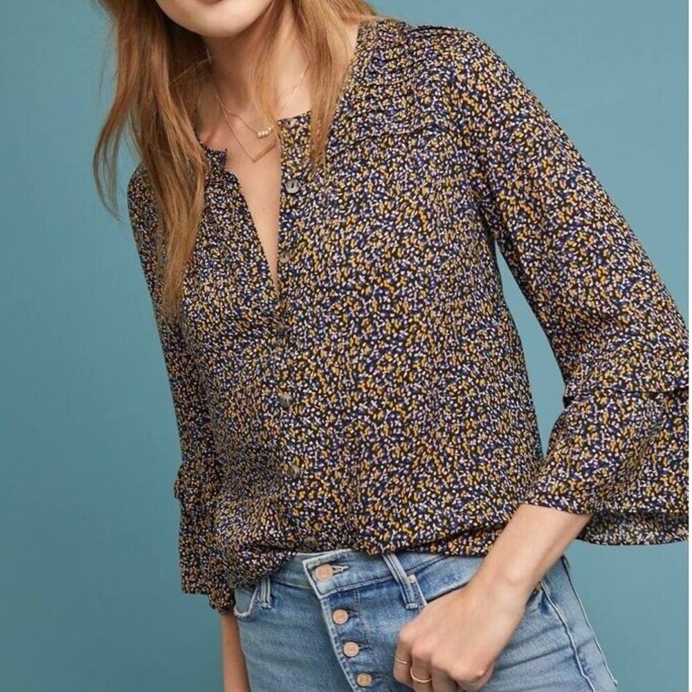 Anthropologie Maeve Womens Berwick Boho Tunic Size S Floral Cottagecore Peasant